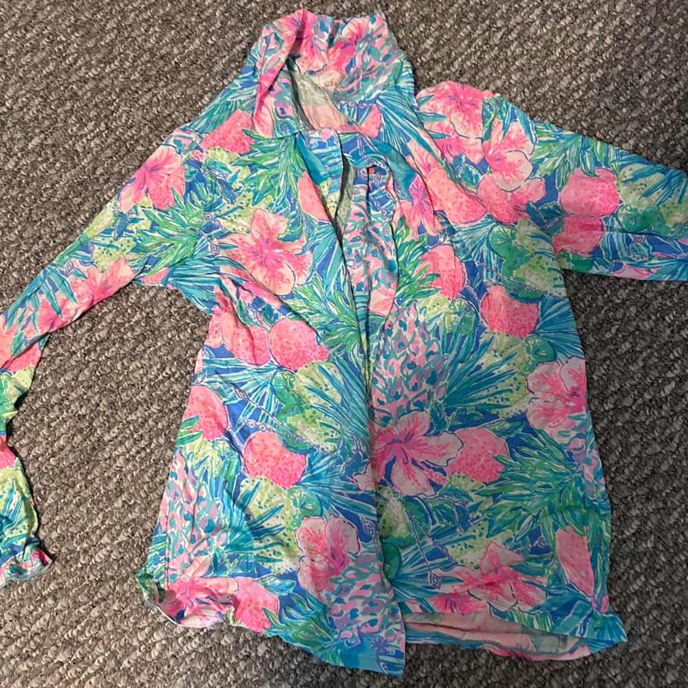 Lilly Pulitzer Pink and Blue Floral Pajama Top